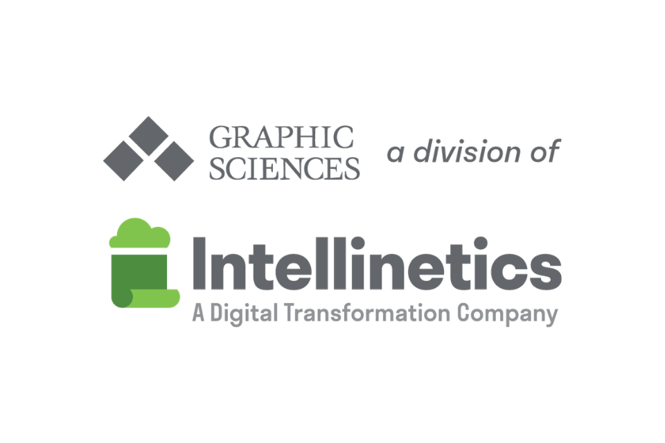 a logo showing that Graphic Sciences, Inc. is now a division of Intellinetics, Inc.